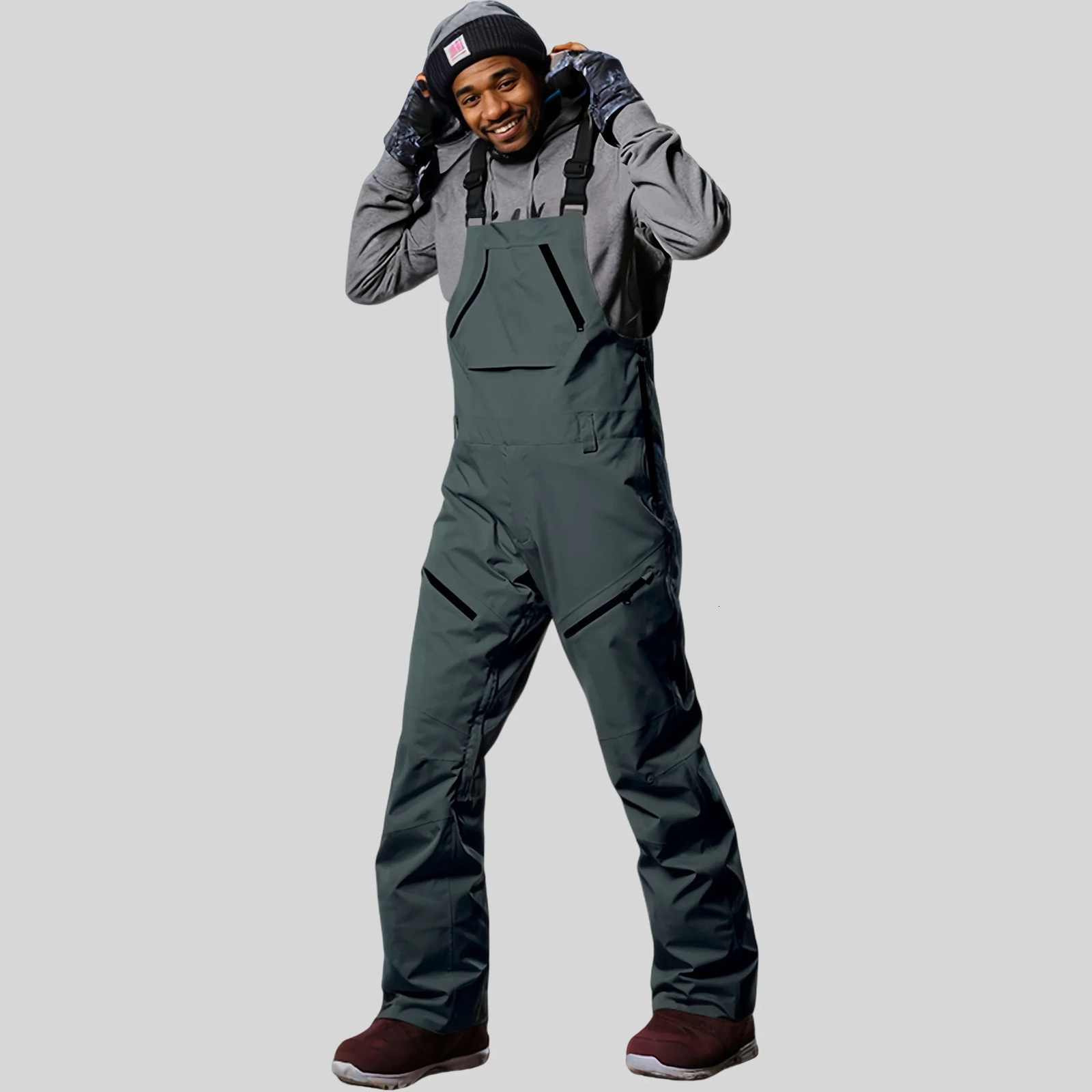 Men Loose Skiing Pants Outdoor Waterproof Windproof Snow Trousers Winter Ski Overalls Snowboard Sport Strap Pants Clothing 241219