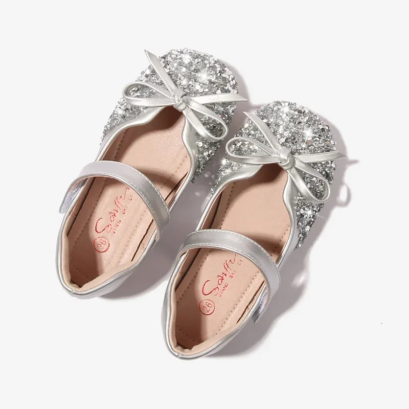 Girl Shoe Fashion Crystal Princess Shoe Versatile Sweet Kid Shoes Exquisite Elegant Flat Shoe Soft Sole Comfort Single Shoes 241219