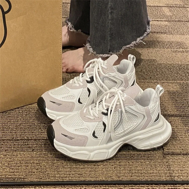 New Dress Casual Sneakers Mesh Lightweight For Women Round Toe Summer Trends Korean Sport Lace-up Tennis Shoes 230710