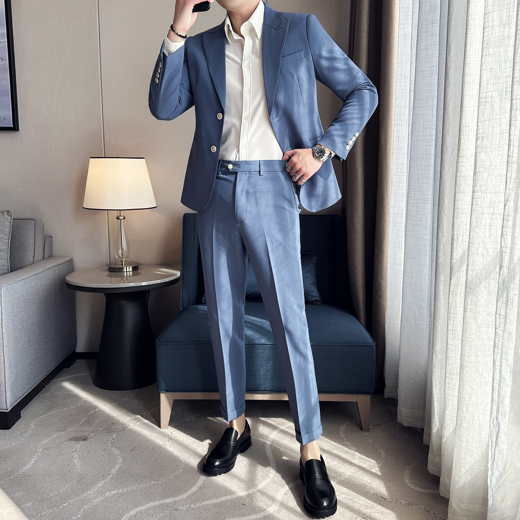 S1219Trendy Korean style men's suits for groomsmen for wedding, high-end suits for autumn business casual men