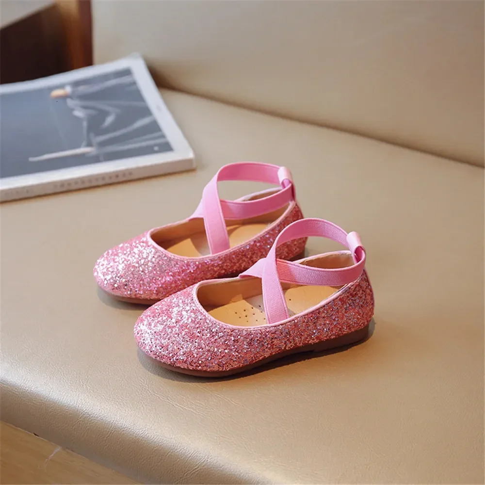 Spring Autumn Girl Shoes Korean Version Little Girl Princess Shoes Students Dance Shoes Crystal Fashion Bean Shoes 241219