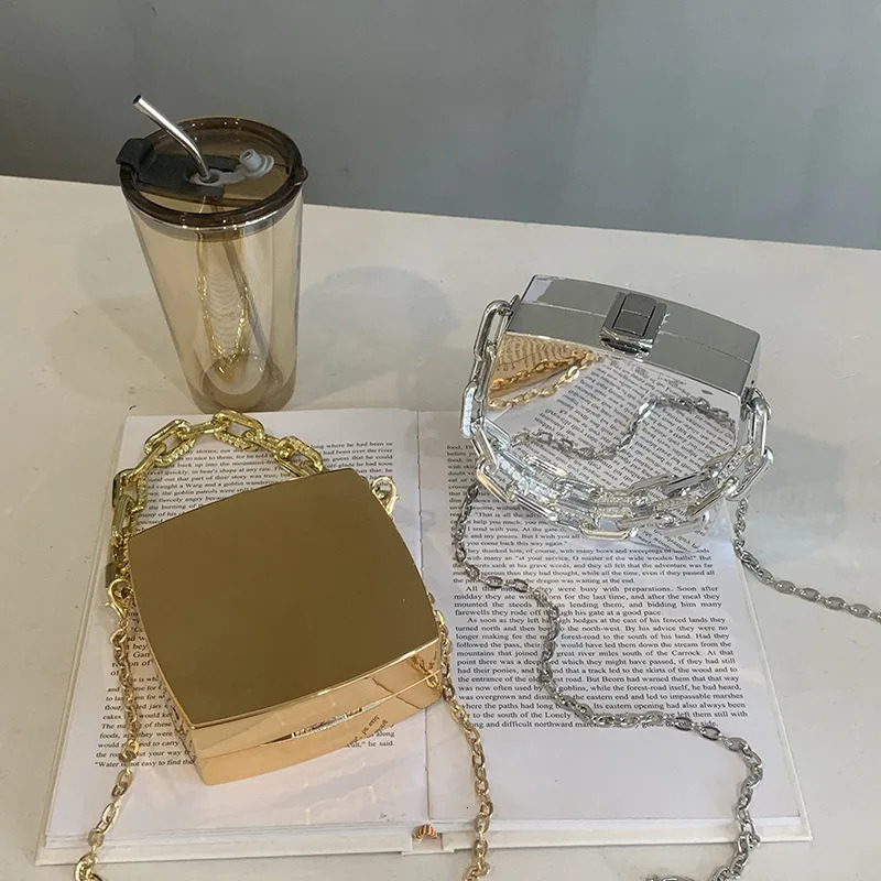 bag mini wallet and handbag Trend clutch gold sier box party evening chain shoulder cross body