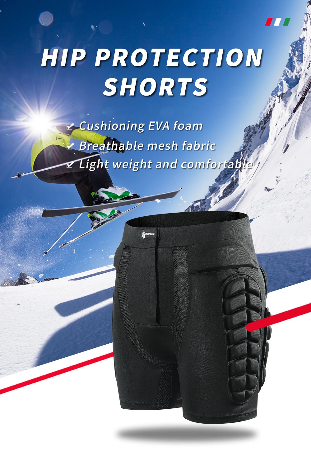 WOSAWE Outdoor Man Ski Skateboarding Shorts Land Racing Leggings Protective Shorts Cycling Tackle Armor Hip Pads for Men 241219