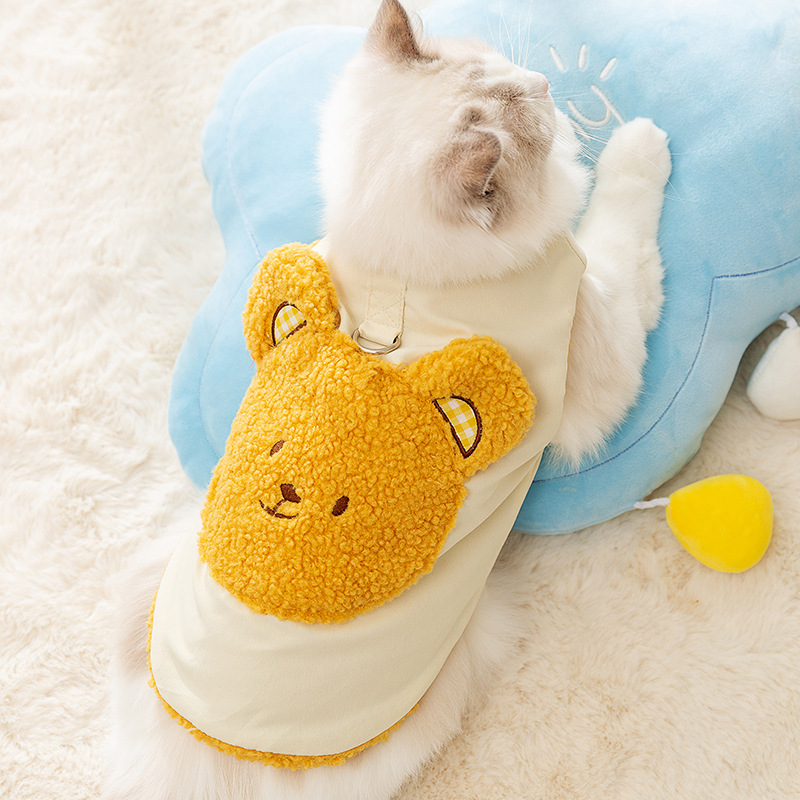 Dog Apparel Pet Autumn/Winter Single Breasted Cardigan Sweater Teddy Small Cat Contrast Designer Clothes