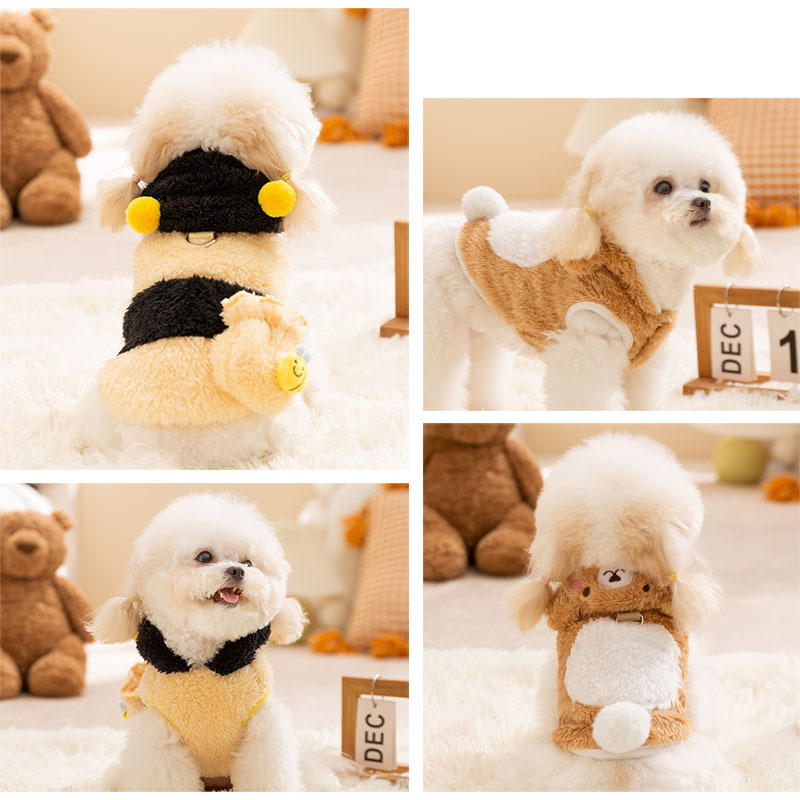 Autumn and winter puppy and dog clothes, cute clothes, thick and warm woolen clothes, small dog and pet dog clothes