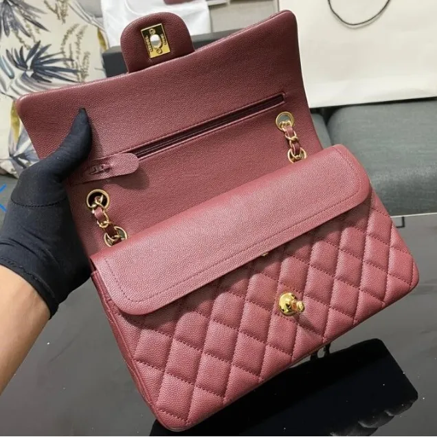 Designer bag 9A Mirror quality Jumbo Double Flap Bag 25CM 30cm Real Leather Caviar Lambskin Classic All Black Purse Quilted Handbag Shoulde