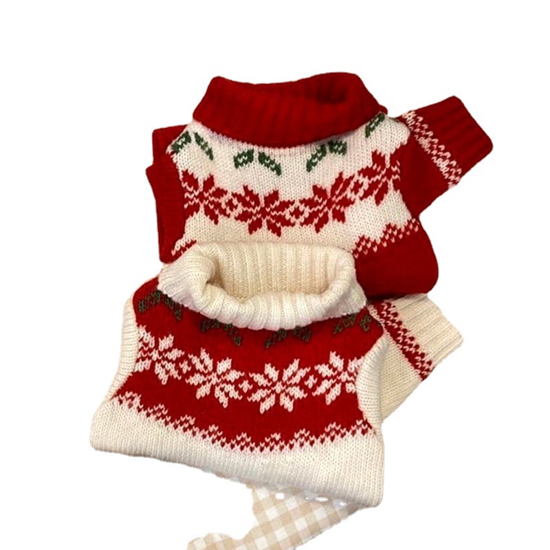 Autumn and winter dog festive New Year two-legged sweater Small and medium-sized dog warm knit Christmas cat clothes
