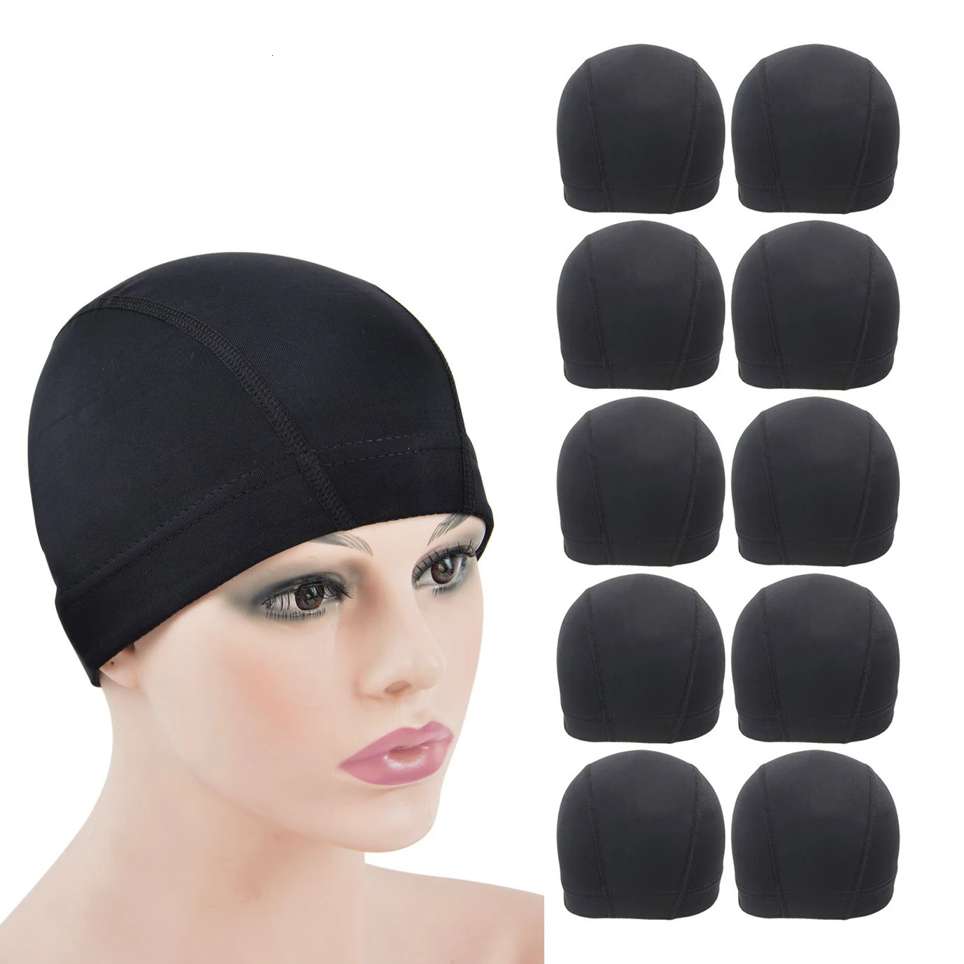 10 pieces Black Mesh / Dome Wig Cap Weaving Stretchable Cap Hair Net Elastic Nylon Mesh Dome Wig Cap for Wig Making 241219
