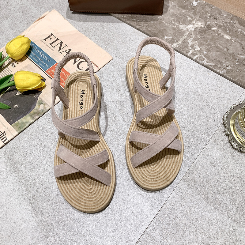 Sandals Women Ddmywed S Summer New Korean Edition Versatile Heel Flat Bottom Open Toe Simple One Line Buckle Strap Student Roman Shoes Chinese Brand F