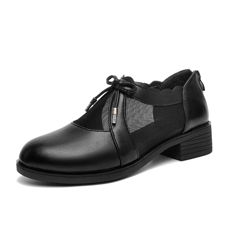 AIYUQI Women's Mesh Shoes Spring Genuine Leather Non-slip Women's Shoes Large Size Fashion Mesh Dress Shoes Women