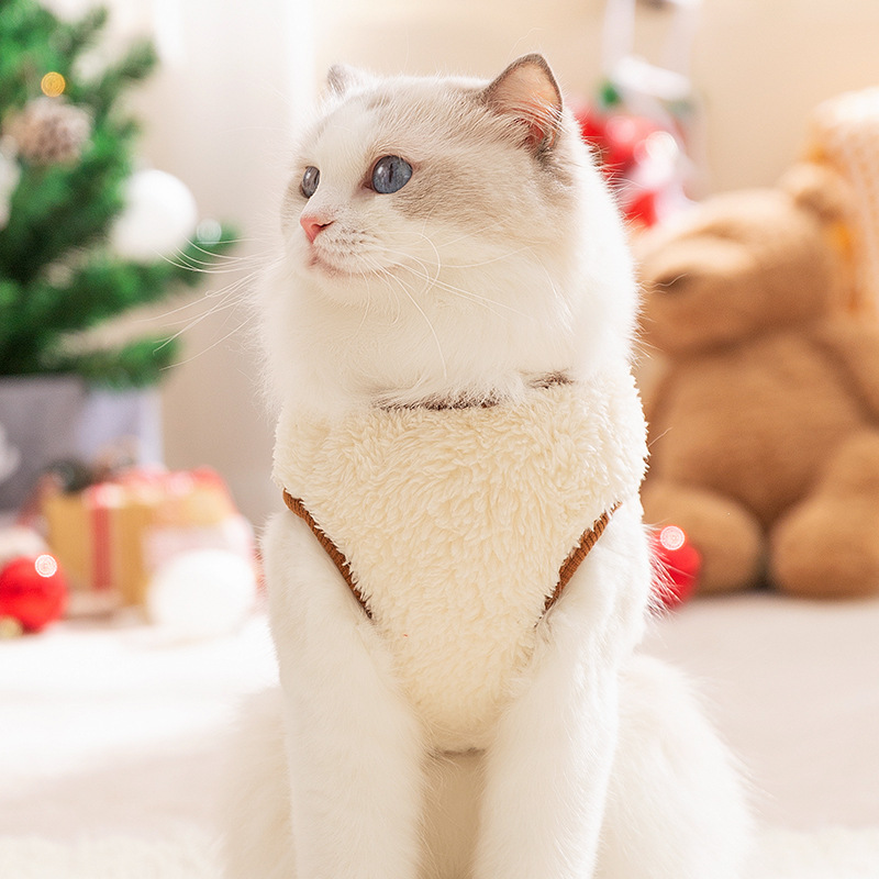 Christmas Sleeveless Cat Velvet Clothes Autumn and Winter Thickened Warm Ins Wind Vest Pet Clothes
