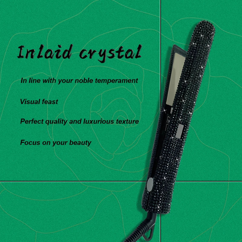 Professional Flat Iron Hair Straightener PTC Safely Heating to Bling Crystal Hair 241218