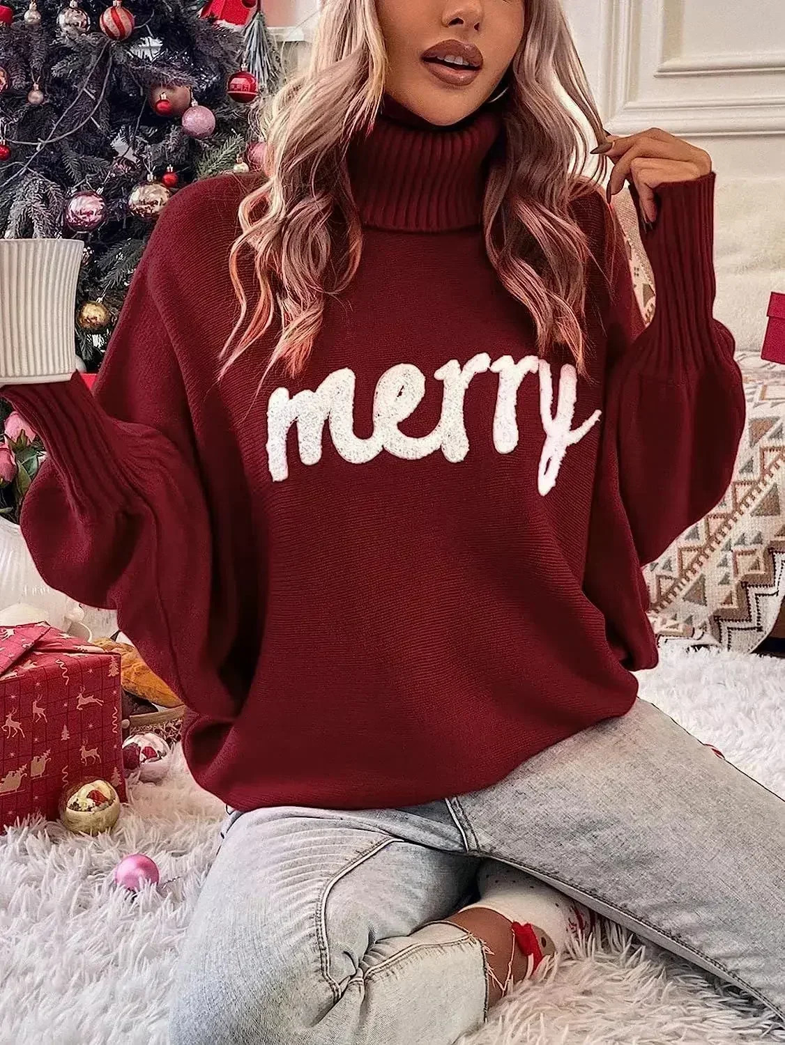 Knitted Women Turtleneck Sweater Loose Pullover Female Jumper Elegant Winter Warm Spring Year Trendy Christmas Sweater 241217