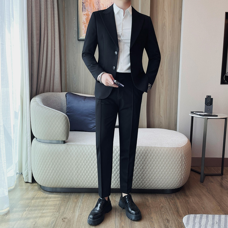 X12192Men's suits Korean style slim fit business casual small suits men groom wedding dress