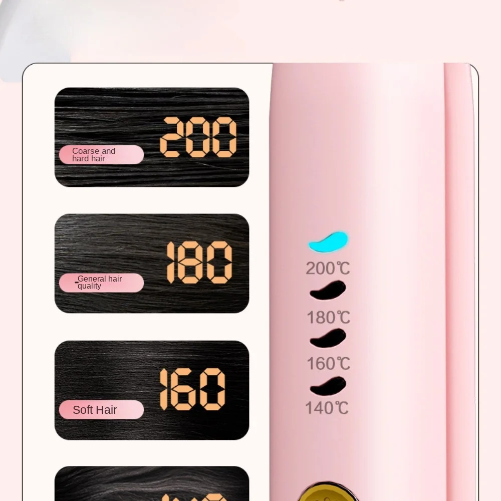 Anti-Scald Cordless Hair Straightener Brush Lightweight Mini To Carry Out USB Rechargeable Electric for Home Travel for Women 241224
