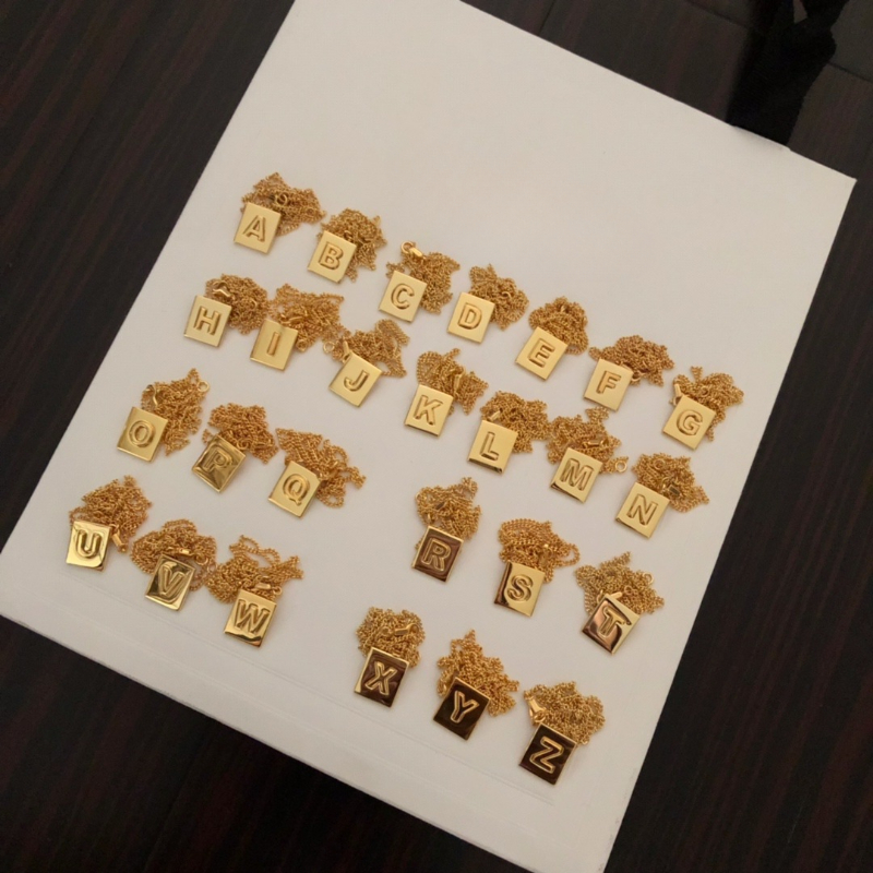 Free shipping gold square block geometry designer pendant necklaces for women girls link chain short choker letters necklace jewelry wholesale