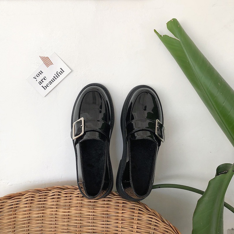 Ddmywed Korean Version Of New Autumn And Winter Plush Ins Small Leather Shoes For Women, Chic, British Style, Student Shallow Cut Chinese Brand Shoes 