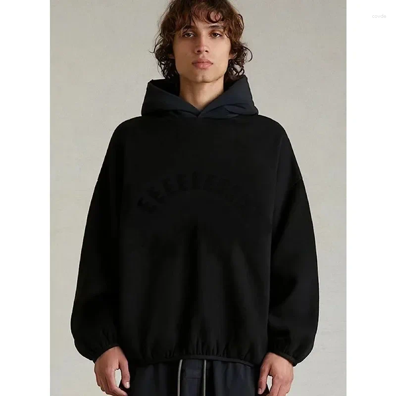 Men's Hoodies 24Ss Double E Color Blocked Hoodie Classic Brand High Street Fleece Pullover Fashion Loose Couple Top Coat