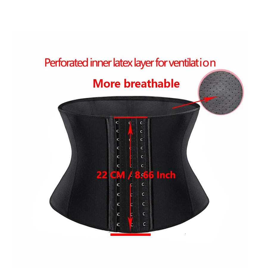 22cm Short 3 Layers Latex Waist Trainer Corset 9 Steel Bones Shapewear Body Shapers Women Corset Slimming Belt Waist Shaper 9052 241219