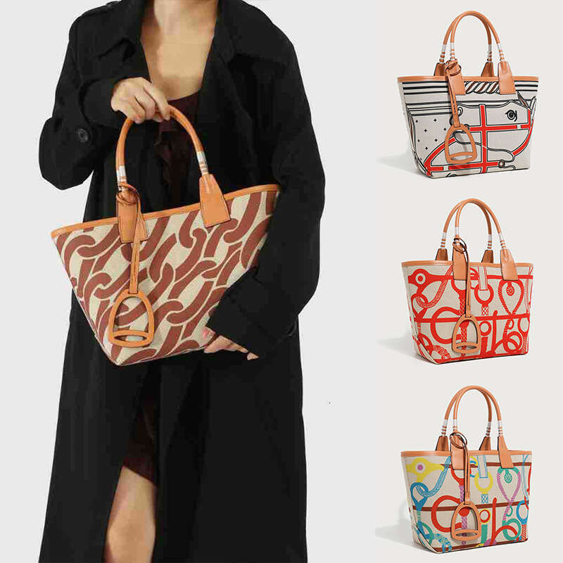 Women's Bags Handbag Trendy High Quality Tote For Women Geometric Printed Top Handle Satchel Handbag Purses Canvas Fashionable Shopper Bag