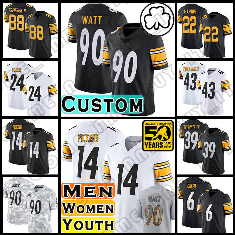 90 T.J. Watt 14 George Pickens Football Jerseys Joey Porter Jr Najee Harris Troy Polamalu Patrick Queen Justin Fields Minkah Fitzpatrick Pat Freiermuth Jerome Bettis