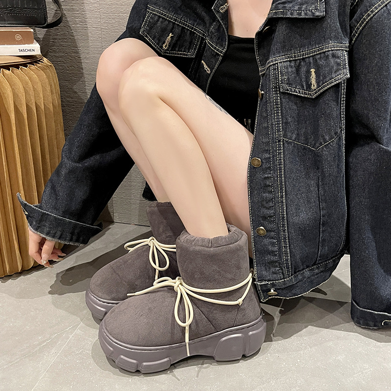 Women Fashion Slippers High-top Cotton Shoes Winter Korean Version Thick Sole Velvet Warmth Trendy Outdoor Wear Multi Color Free shipping
