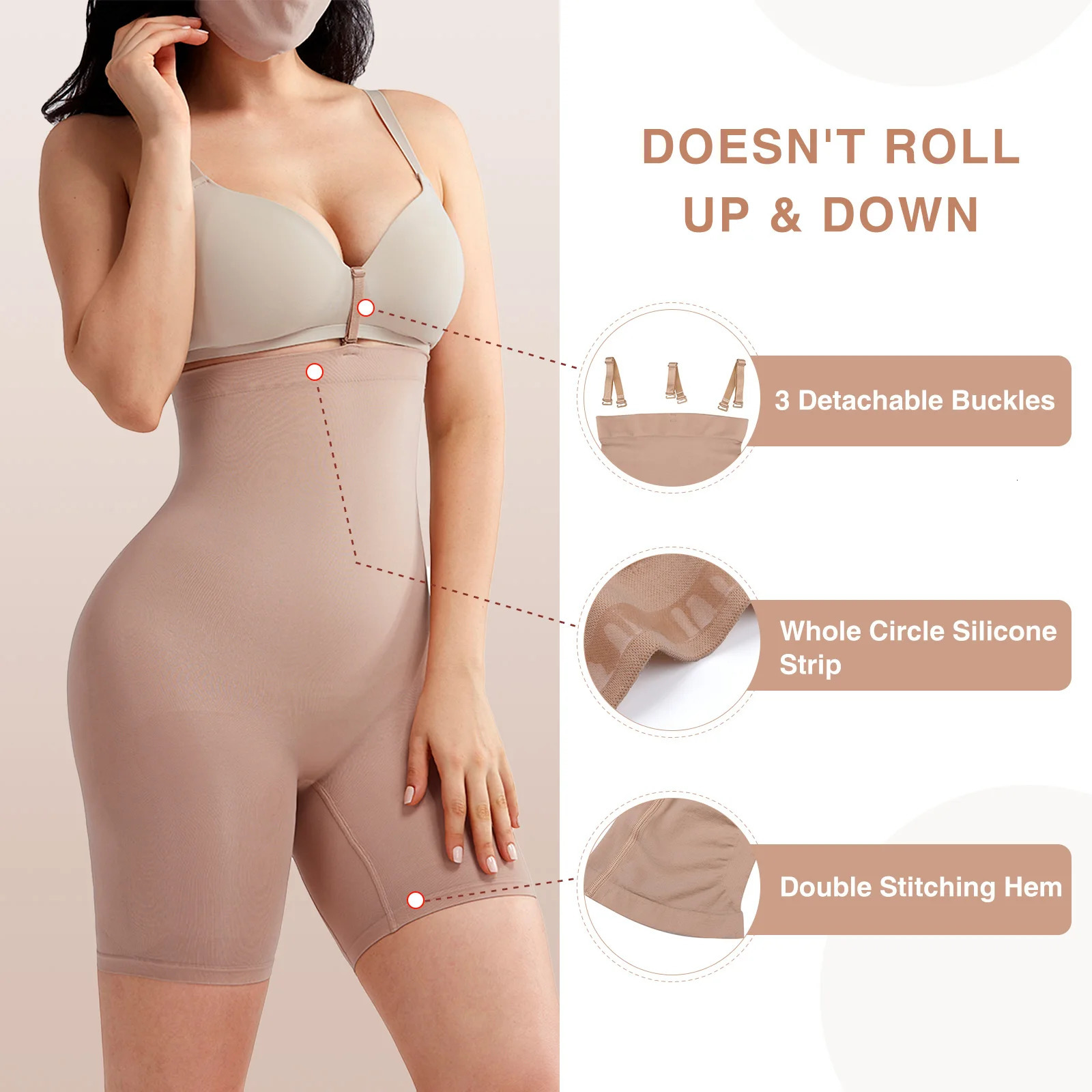 Hexin Womens High Waist Body Shaper Butt Lifter Shapewear Trainer Tummy Control Panties Seamless Thigh Slimmers Cincher 241219
