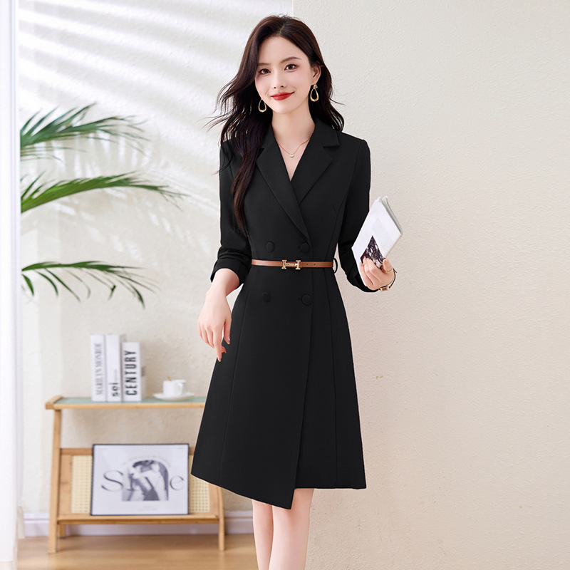 D141 High-end long-sleeved suit dress for women new spring and autumn temperament commuting slim slimming professional dress