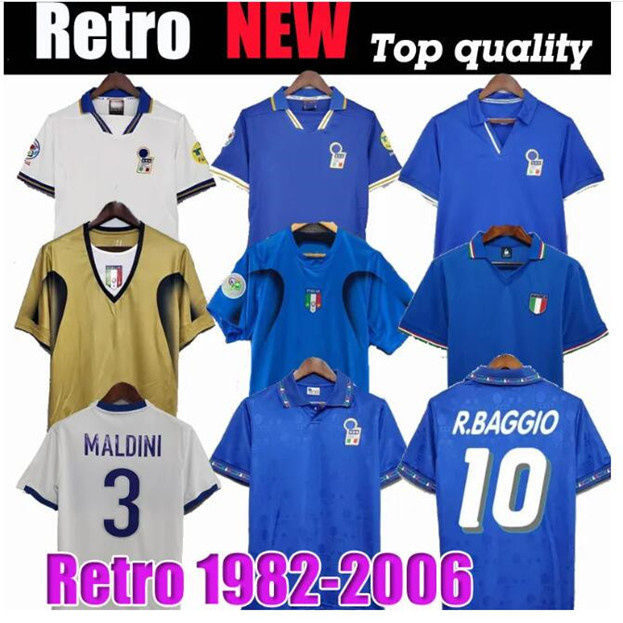 Retro Italy soccer jerseys TOTTI R.BAGGIO 1982 1986 1988 1990 1994 1996 1998 2000 2002 2004 2006 2012 football shirt italia uniform Goalkeeper BUFFON MALDINI kids kit