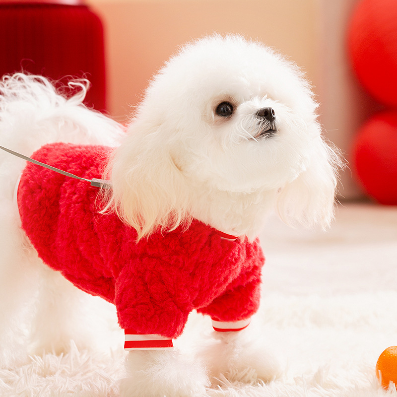 Autumn and winter dog warm clothes, Chinese New Year celebration, small cashmere clothes, small and medium-sized dog and cat pet clothes