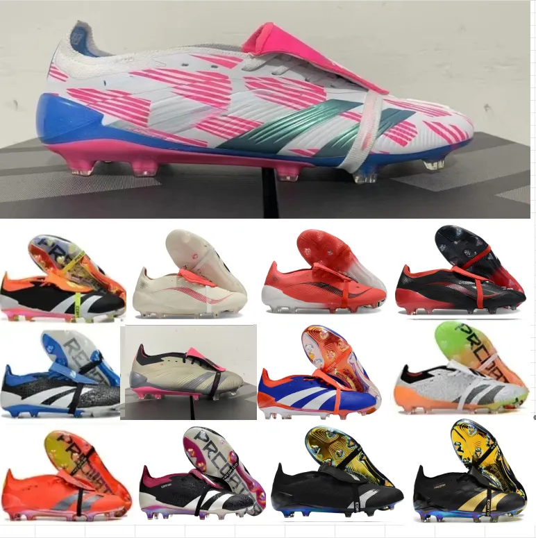 2025 Designer Football Boot Mens Gift Bag Boots BOOTS Metal Spikes Football Cleats Men LACELESS Soft Leather Pink Soccer Eur36-46