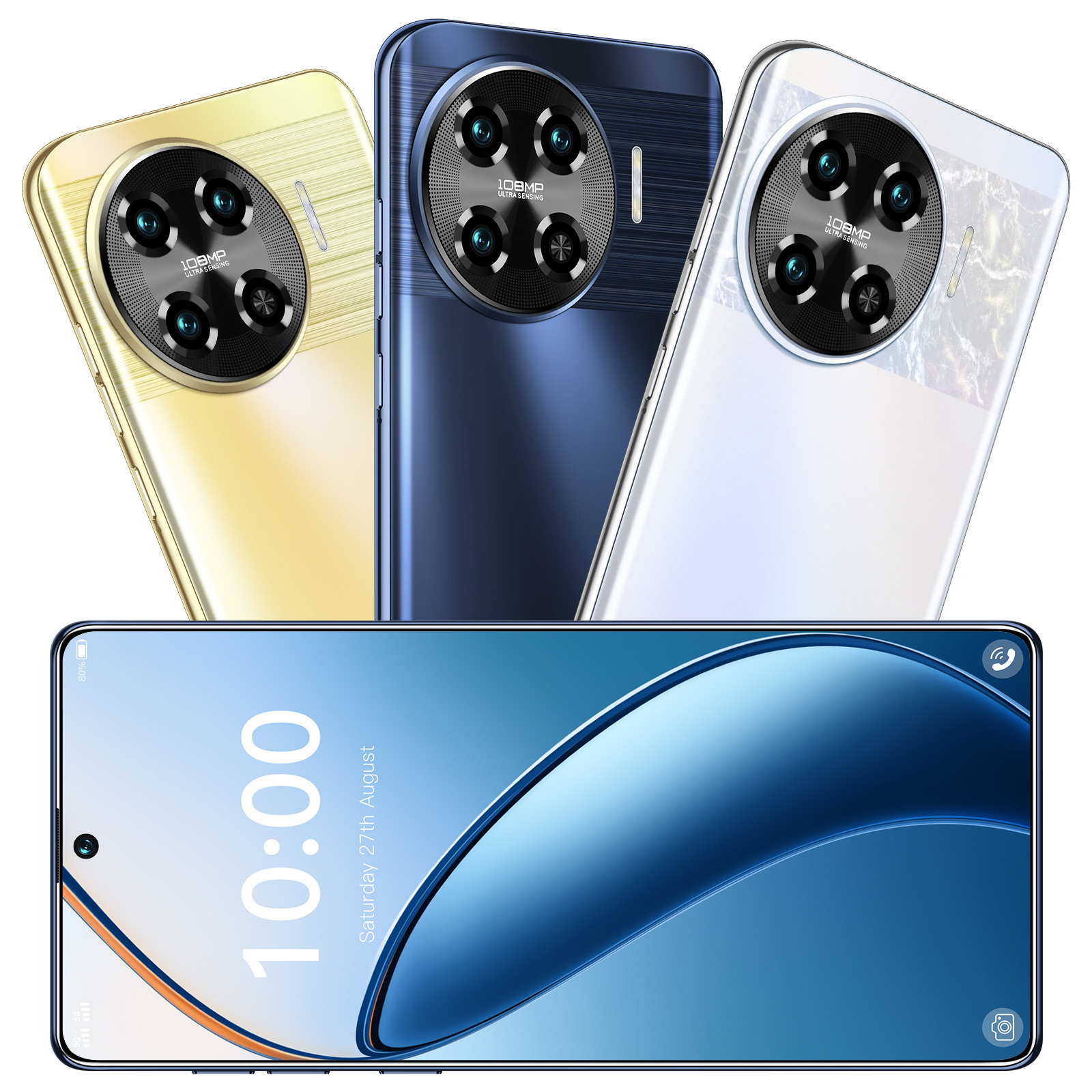 Spark 20 Pro + Large Memory Hot-bent Glass High-end Case Android 7.6-inch Screen Fast Charging Smartphone