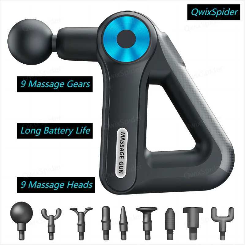 Professional Golder Small Triangle Massage Gun 9 Gears 9 heads Deep Tissues Muscle Massager 1500mAh Long Life Fascia GunXJ241219