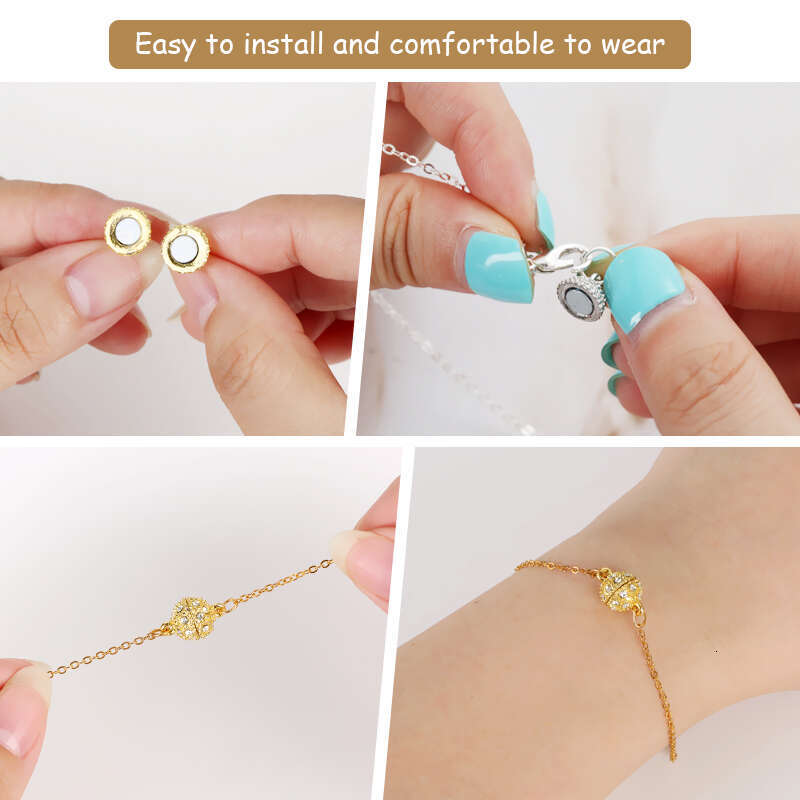 LALAVARA 5Sets/Lot Copper Magnetic Clasps Gold Sier Plated Beads Charms End Connectors for Necklace Bracelet DIY Jewelry Accessories