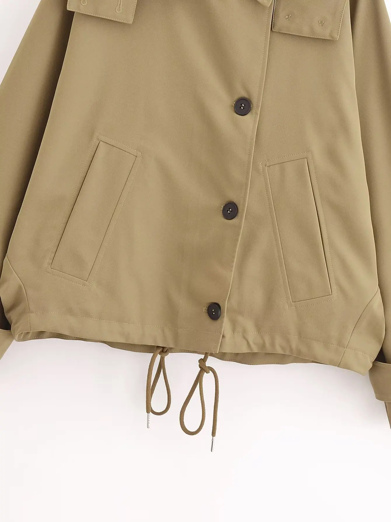 TRAF Women Autumn and Winter Fashion Lazy Style Short Hooded Coat Casual Zipper Long Sleeve Jacket Outerwear Mujer 241218