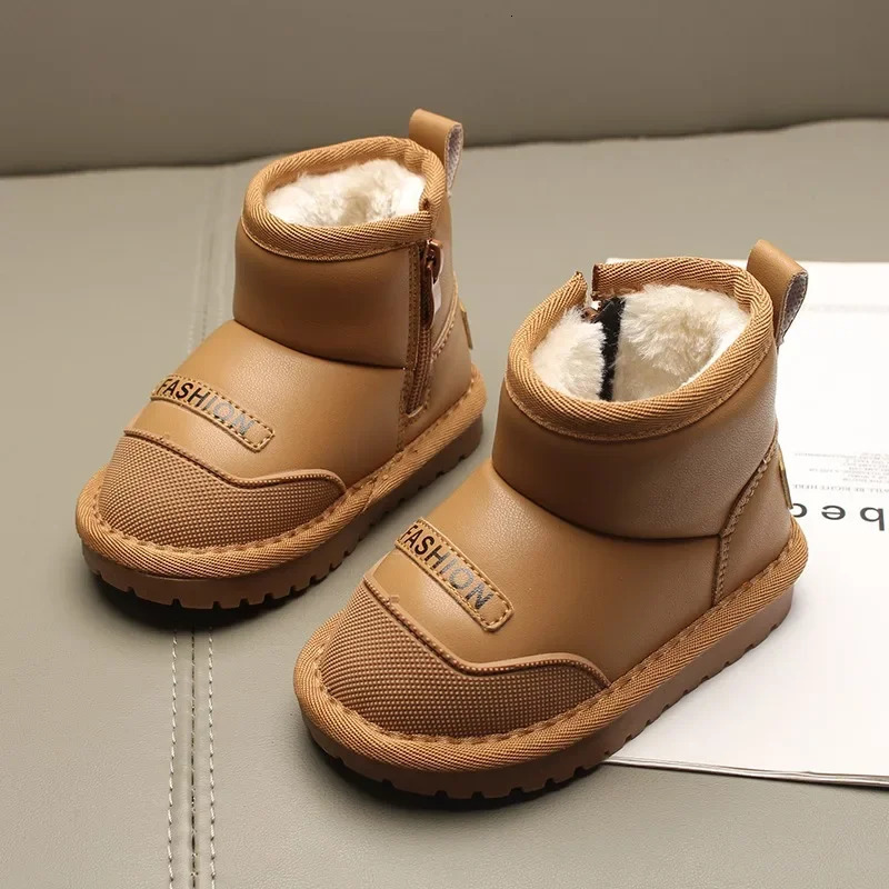 Kids Snow Boots Winter Children Short Ankle Boots for Girls Non-slip Thick Plush Fur Rubber Boots for Boys Warm Fashion 241219