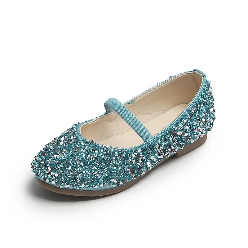 Spring Girls Princess Shoes Sequin Children Performance Shoes Shallow Breathable Kids Ballet Flats Fashion Girls Shoes 241219