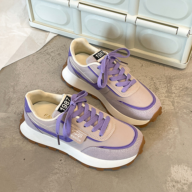 Spring and summer new shoes women sports running 2025 Korean version of the niche Instagram patchwork color Designer single shoe wholesale