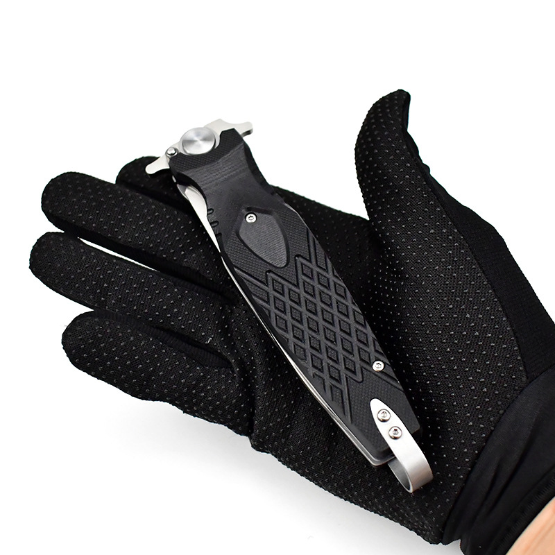Top Quality Flipper Folding Knife D2 Titanium Coating Blade G10 with Steel Sheet Handle Outdoor Camping Survival Tactical Knives