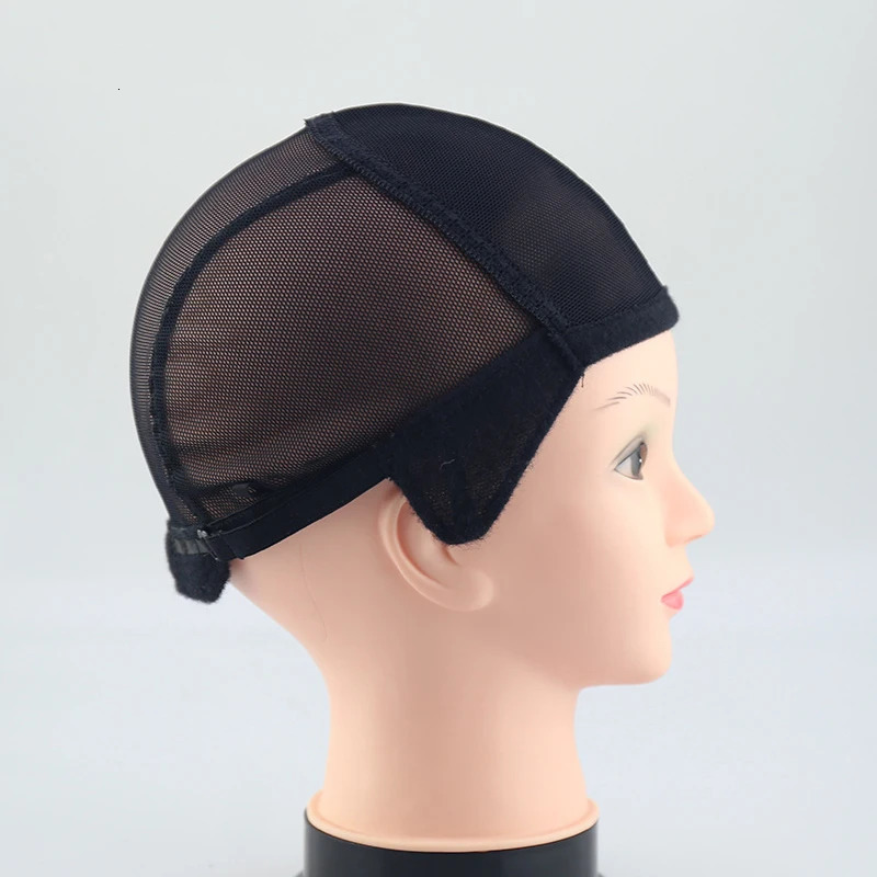 Stretch Lace Wig Caps For Making Wigs Black Mesh Hair Net Wig Weaving Cap With Adjustable Straps 241219