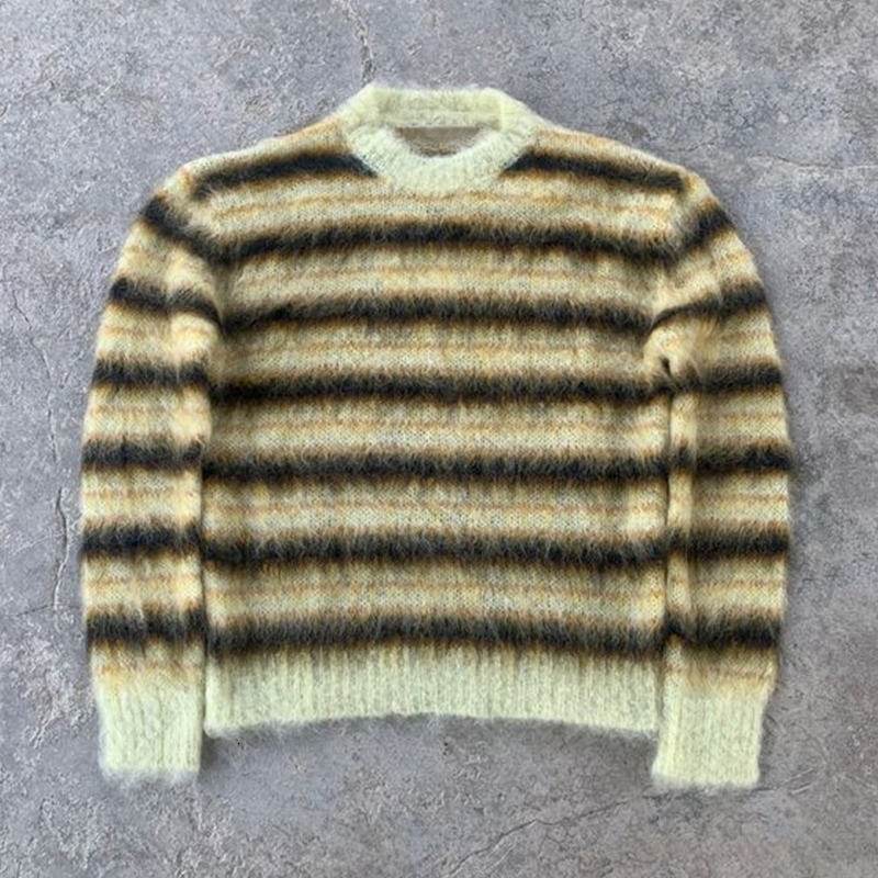 Harajuku retro Y2K womens autumn casual full matching loose striped knitted long sleeved sweater hiphop streetwear 241212
