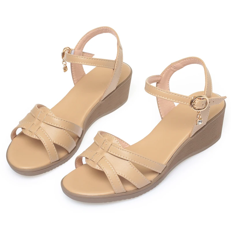 AIYUQI Women's Sandals Wedge Summer Non Slip Mom Sandals Large Size Fashion Sandals Women