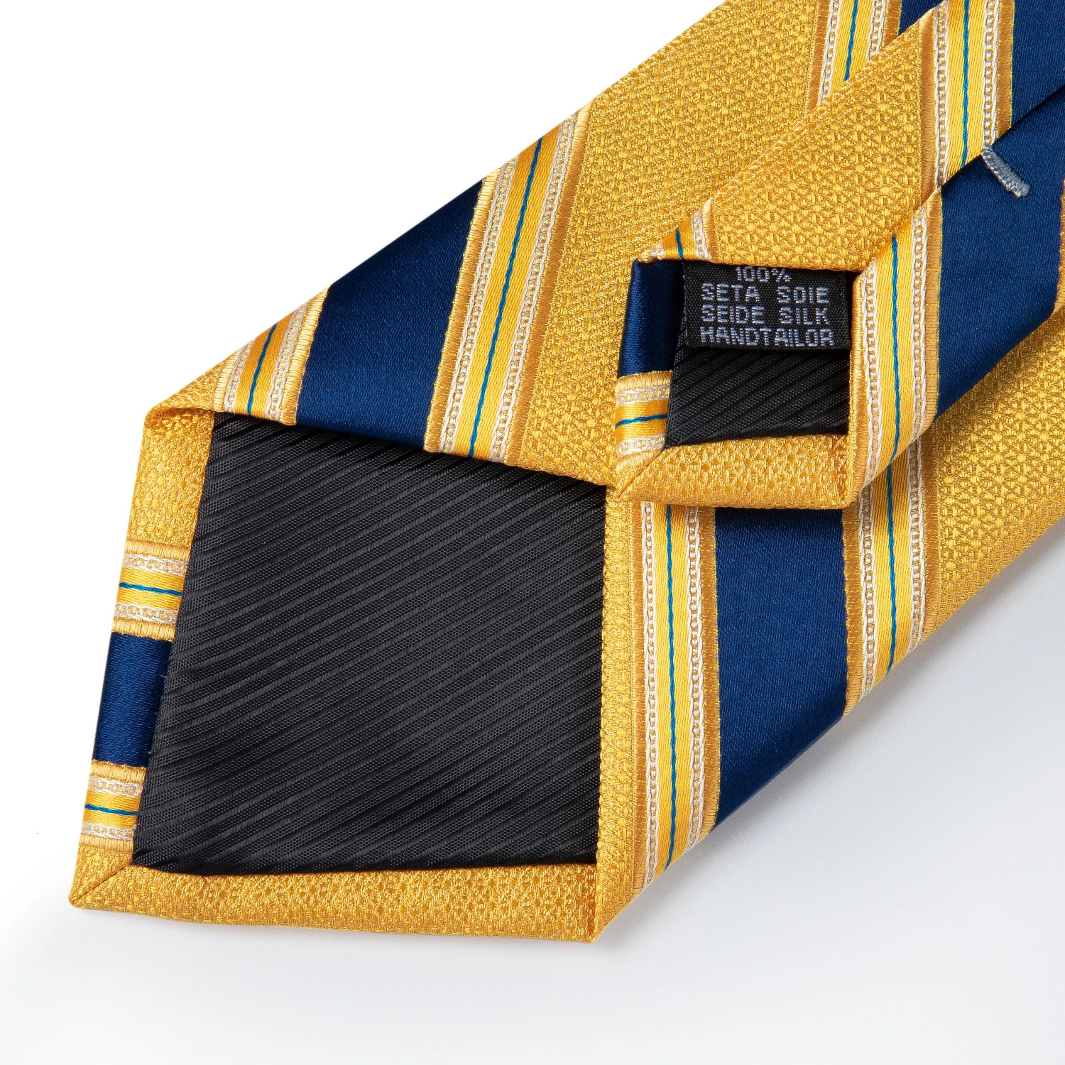 DiBanGu Mens Tie Yellow Striped Silk Wedding Tie For Men Hanky Cufflink Tie Set Fashion Bussiness Party Drop 241218