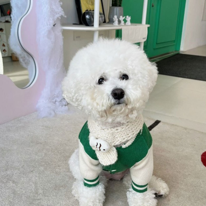 Autumn and winter casual baseball clothes, dog knitted cardigans, autumn warm pet sweaters, small and medium-sized dog and cat clothes