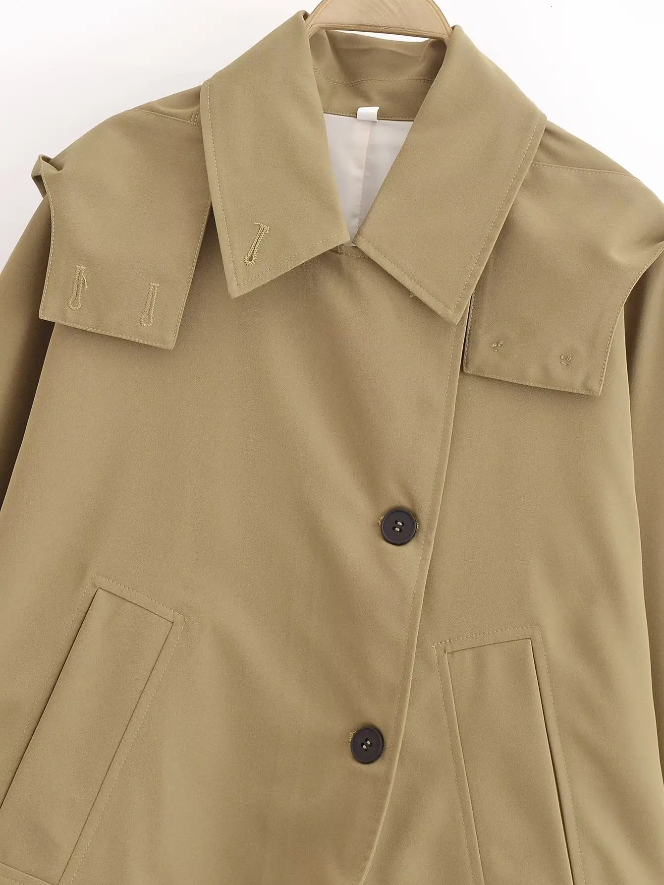 TRAF Women Autumn and Winter Fashion Lazy Style Short Hooded Coat Casual Zipper Long Sleeve Jacket Outerwear Mujer 241218