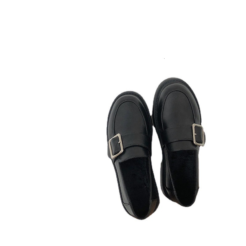 Ddmywed Korean Version Of New Autumn And Winter Plush Ins Small Leather Shoes For Women, Chic, British Style, Student Shallow Cut Chinese Brand Shoes 