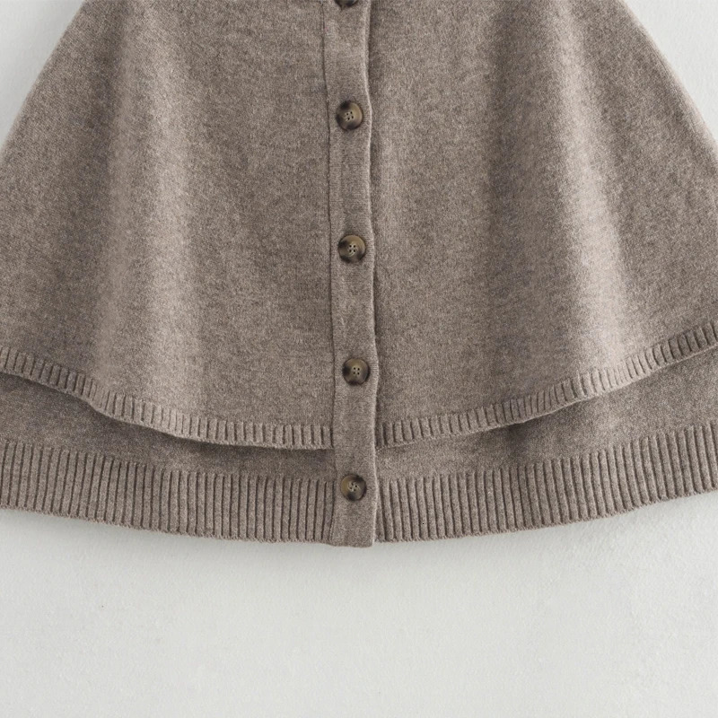 TRAF Knit Cape Cardigan for Women Shawl Winter Coats woman Cropped Coat Ponchos for Women Fashion Outerwear Cloaks of Woman 241218