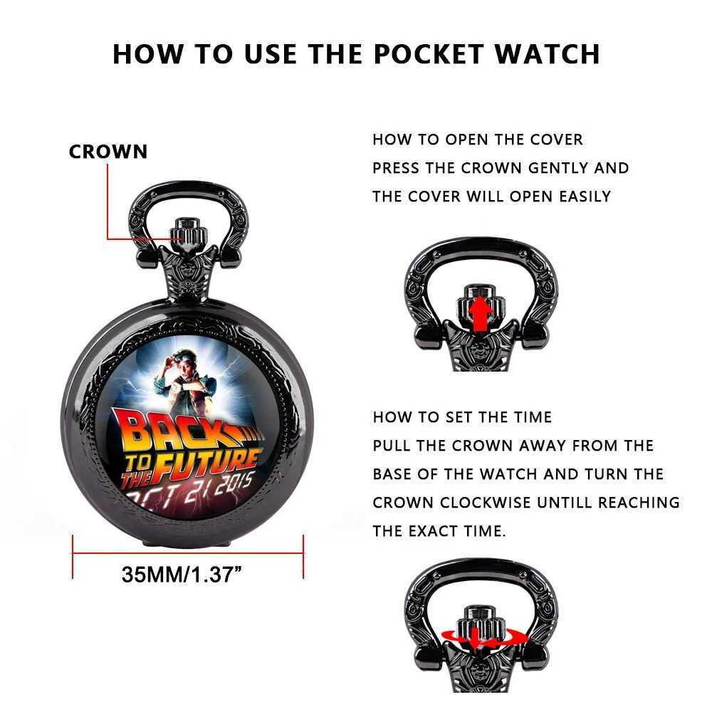 Back to The Future Vintage Glass Dome Pocket with Chain Necklace Vintage Quartz Pendant es Clock Chain Mens WomenXJ241219
