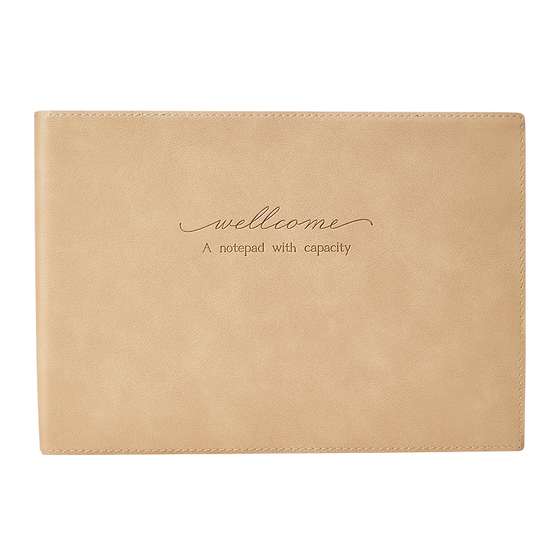 Elegant Leather-Bound Student Coursework Book - Simple Design with Vertical Lined Pages for Meetings and Workshops