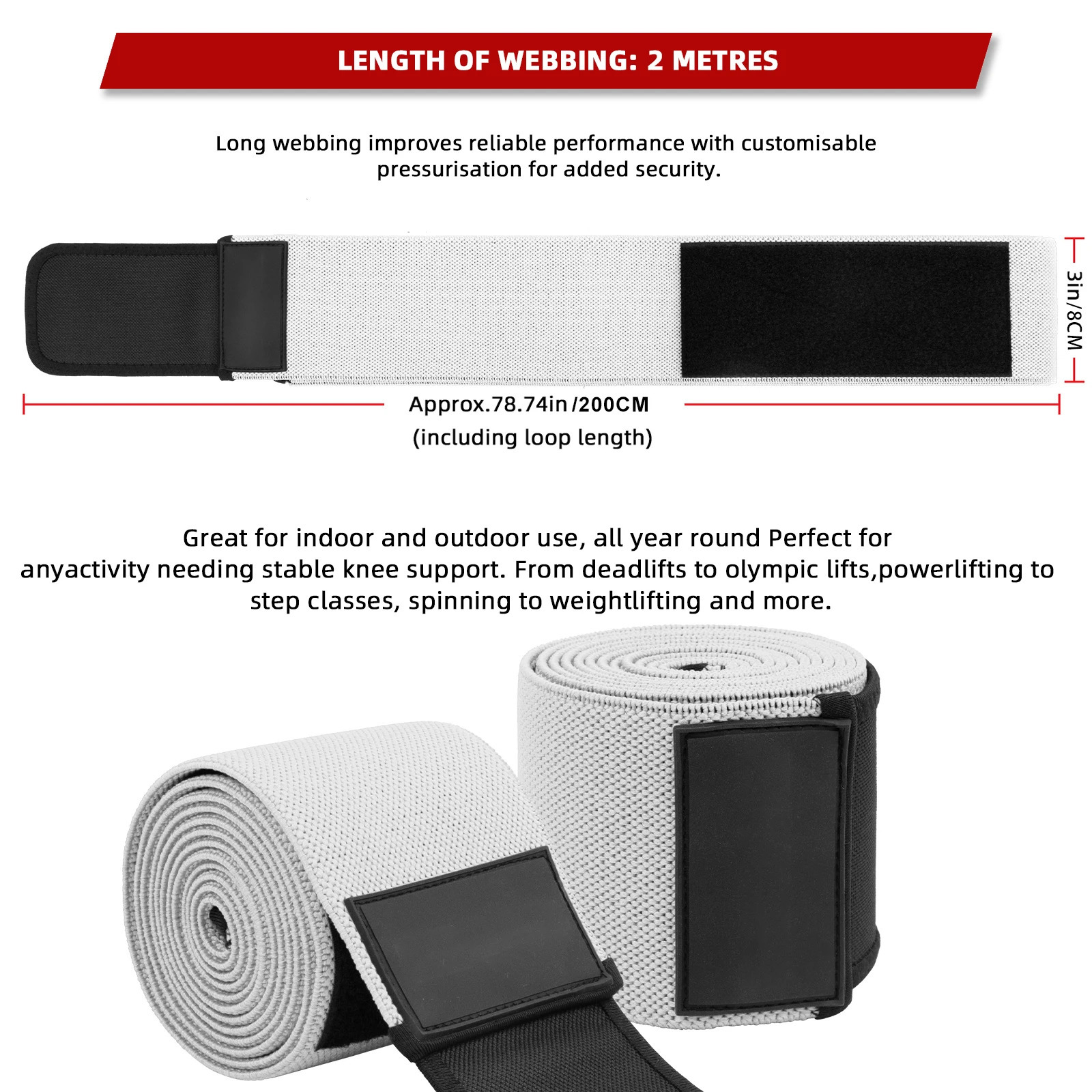 Knee Wraps for Squatting Knee Strap Bands for Crossfit Training Powerlifting Knee Support Deadlift Wraps Weightlifting241219 - view 6